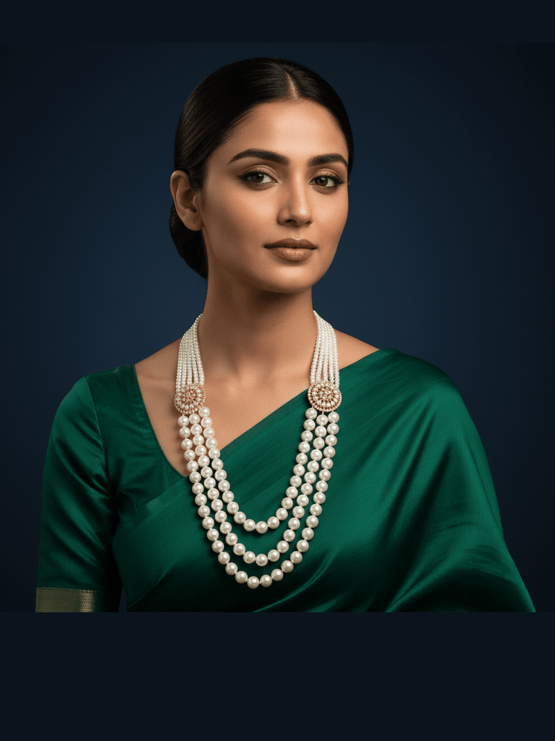 Aganya kreation Necklaces Alka Real Pearl Necklace - Elegant Brass & Golden Plating