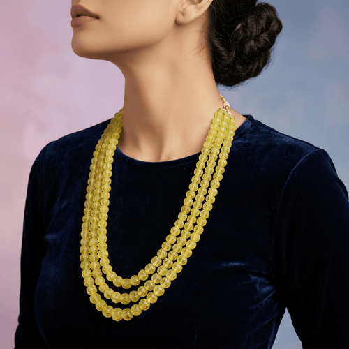 Aganya kreation Necklaces Charu Pumpkin Beads Real Stone Mala - Aganya Kreation