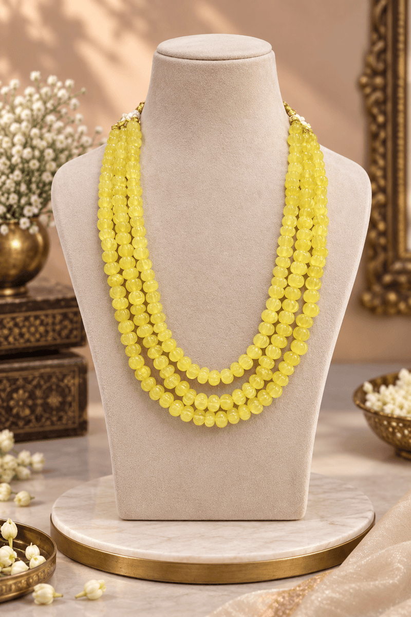 Aganya kreation Necklaces Charu Pumpkin Beads Real Stone Mala - Aganya Kreation