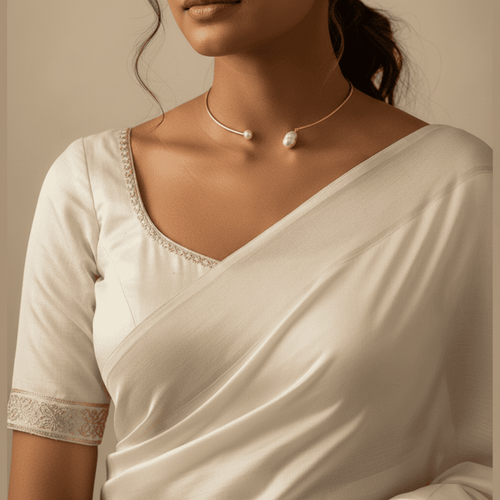 Aganya kreation Necklaces Desta Real Pearl Hasli Necklace - Elegant Brass Jewelry