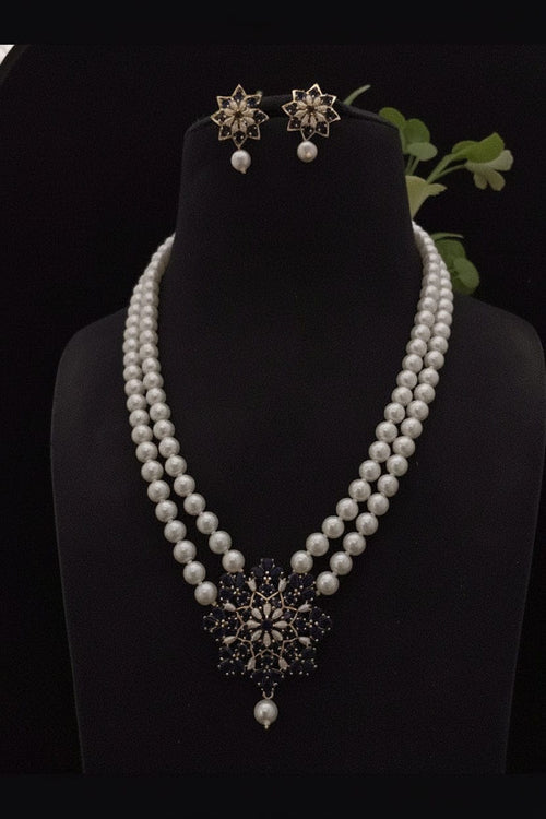 Aganya kreation Necklaces Imara Real Pearl Set - Exquisite Ethnic Jewelry Blue