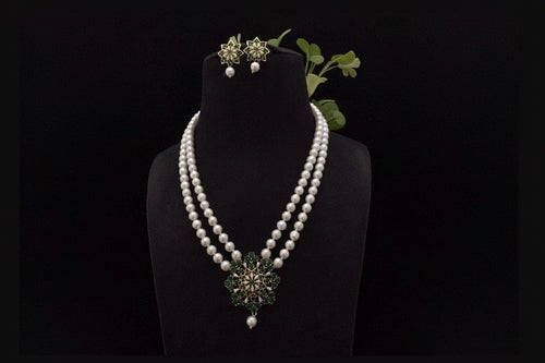 Aganya kreation Necklaces Imara Real Pearl Set - Exquisite Ethnic Jewelry Green
