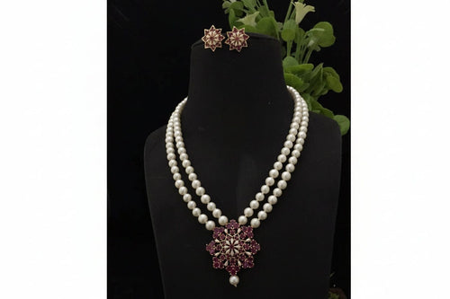 Aganya kreation Necklaces Imara Real Pearl Set - Exquisite Ethnic Jewelry Red