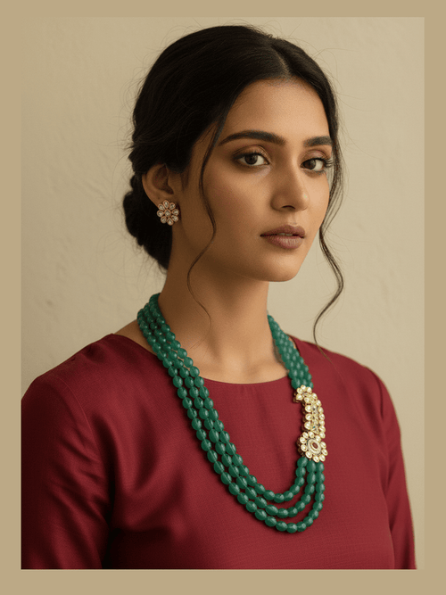 Aganya kreation Necklaces Inaya Kundan Set - Elegant Kundan onyx Stone Jewelry