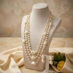 Aganya kreation Necklaces Luxury Multi-Layer Faux Baroque Pearl Necklace Set with Earrings