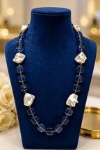 Aganya kreation Necklaces Monalisa Stone & TSP Baroque Pearl Statement Necklace | Luxury Handmade Designer Mala