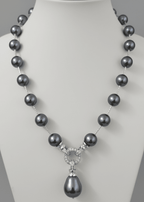 Aganya kreation Necklaces Omya shell  pearl mala Grey