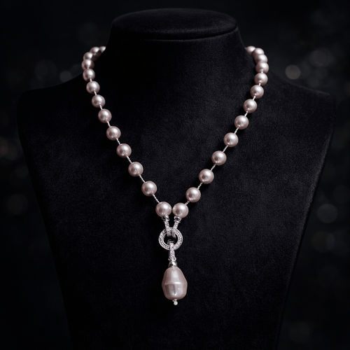 Aganya kreation Necklaces Omya shell  pearl mala Rose pink