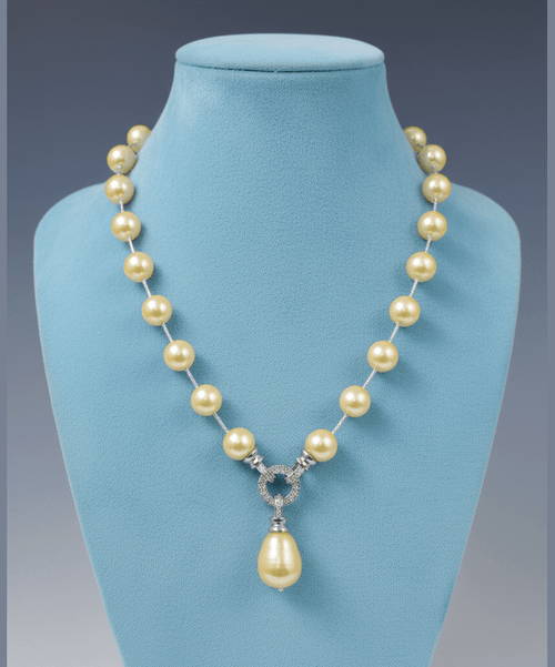 Aganya kreation Necklaces Omya shell  pearl mala cream-yellow