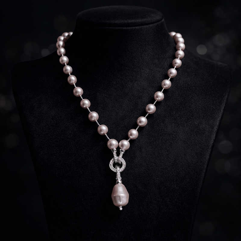 Aganya kreation Necklaces Omya shell  pearl mala Rose pink