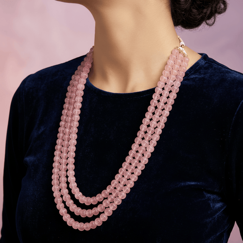 Aganya kreation Necklaces Rakshini Pumpkin Beads Real Stone Mala - Unique Necklace