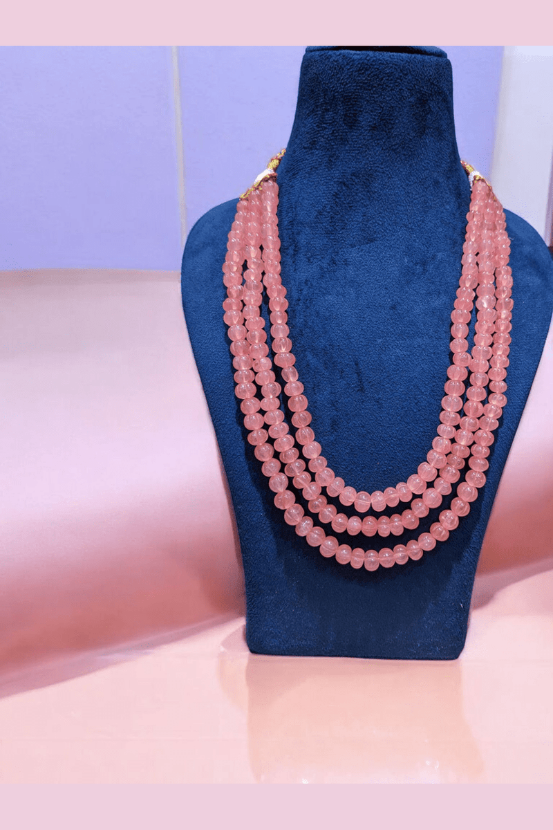 Aganya kreation Necklaces Rakshini Pumpkin Beads Real Stone Mala - Unique Necklace