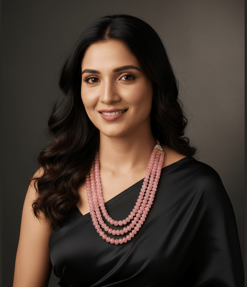 Aganya kreation Necklaces Rakshini Pumpkin Beads Real Stone Mala - Unique Necklace