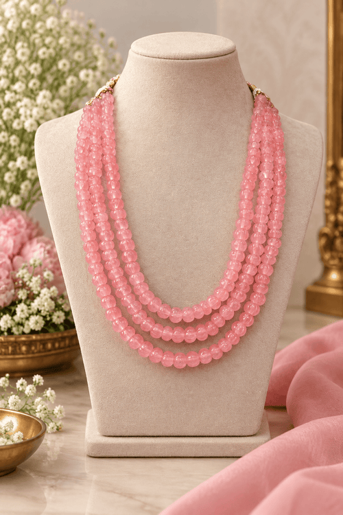 Aganya kreation Necklaces Rakshini Pumpkin Beads Real Stone Mala - Unique Necklace