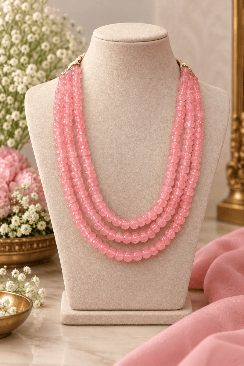 Aganya kreation Necklaces Rakshini Pumpkin Beads Real Stone Mala - Unique Necklace