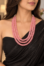 Aganya kreation Necklaces Rakshini Pumpkin Beads Real Stone Mala - Unique Necklace
