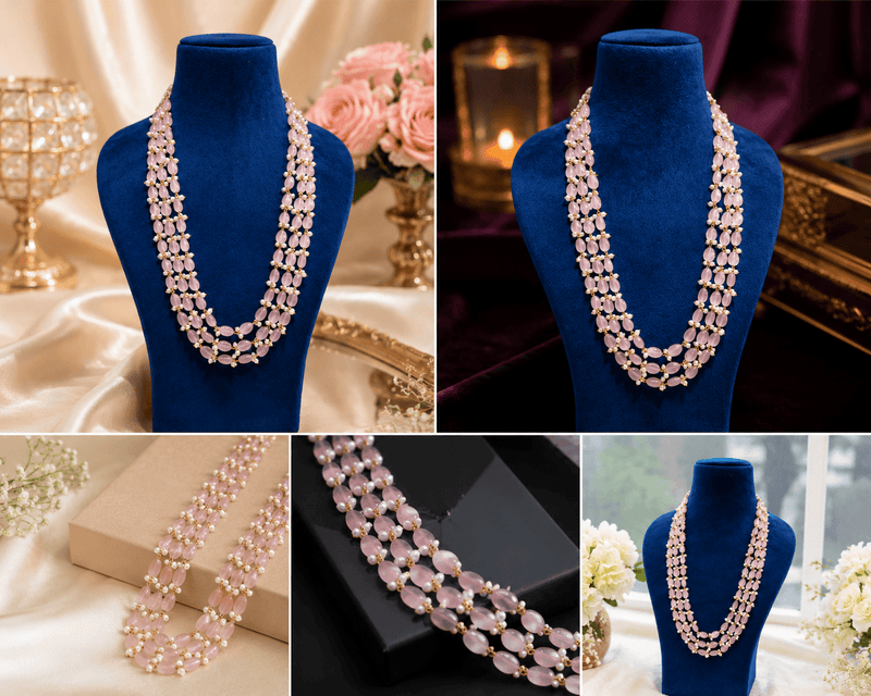 Aganya kreation Necklaces Reshma Monalisa Stone Mala — Semi-Precious Natural Stone Necklace, 18–19 Inches