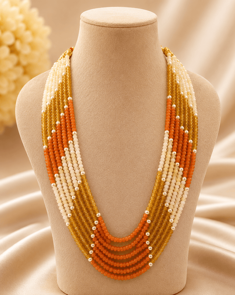 Aganya kreation Necklaces Royal strings Designer Layered Onyx Beaded Mala Necklace