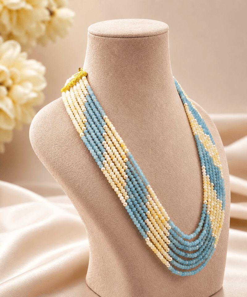 Aganya kreation Necklaces Royal strings Designer Layered Onyx Beaded Mala Necklace
