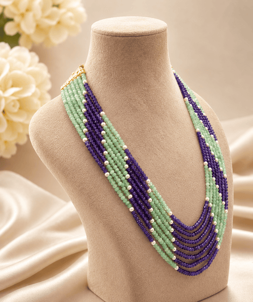 Aganya kreation Necklaces Royal strings Designer Layered Onyx Beaded Mala Necklace Purple