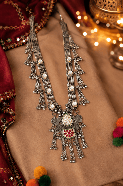Aganya kreation Necklaces Shivika Necklace - Elegant German Silver Kundan Jewelry