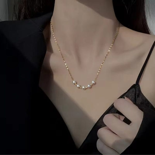 Aganya kreation Necklaces Snow pearl chain – 18k Gold Plated Stainless Steel Tarnish Free Waterproof Female Jewellery