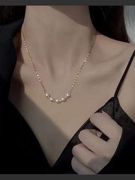 Aganya kreation Necklaces Snow pearl chain – 18k Gold Plated Stainless Steel Tarnish Free Waterproof Female Jewellery