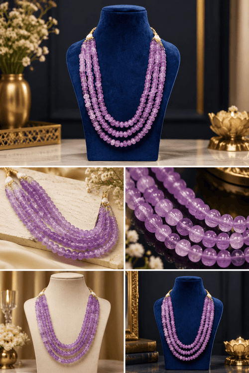 Aganya kreation Necklaces Swara Pumpkin Beads Real Stone Mala - Unique Necklace
