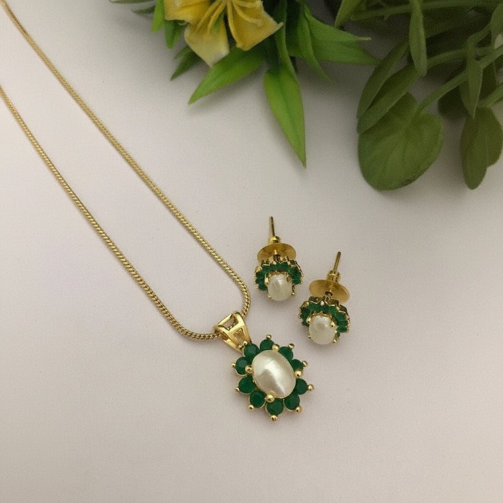 Aganya kreation Pendant sets Real Pearl Sanskruti Sleek Pendant Set - Elegant Jewelry