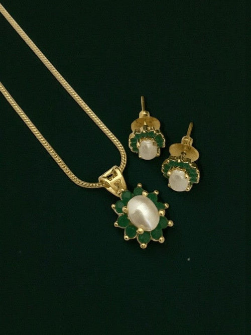 Aganya kreation Pendant sets Real Pearl Sanskruti Sleek Pendant Set - Elegant Jewelry