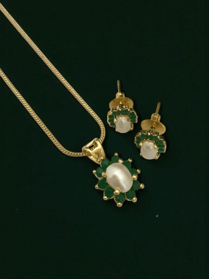 Aganya kreation Pendant sets Real Pearl Sanskruti Sleek Pendant Set - Elegant Jewelry