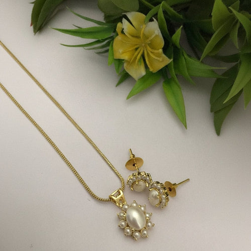 Aganya kreation Pendant sets Real Pearl Sanskruti Sleek Pendant Set - Elegant Jewelry White