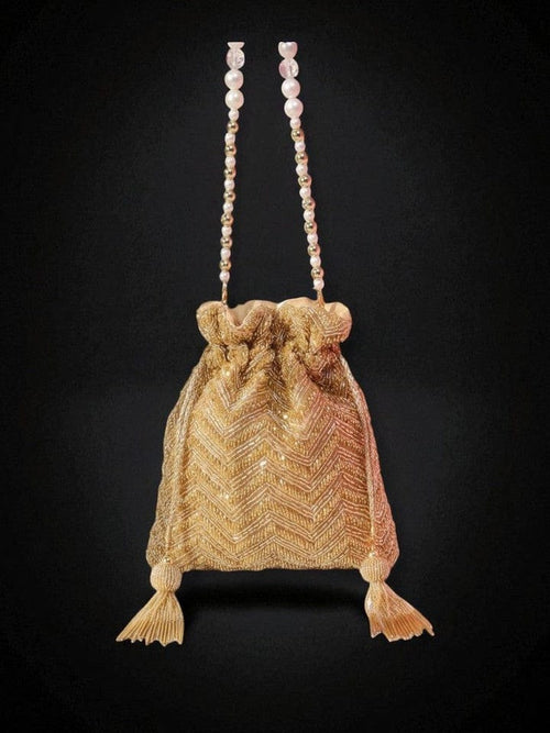 Aganya kreation Potli Lavanya Potli - Designer Cutdana Potli in Golden