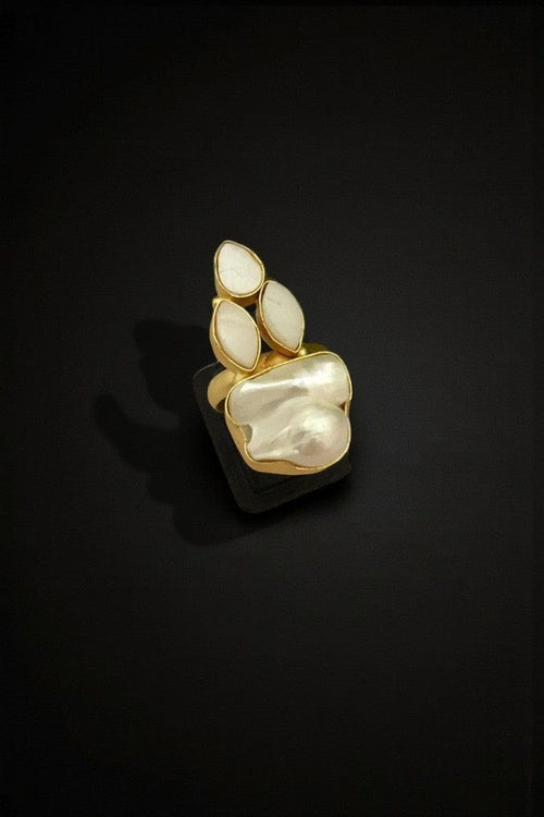 Aganya kreation Real Pearl Maria Ring - Elegant Ethnic & Western Design