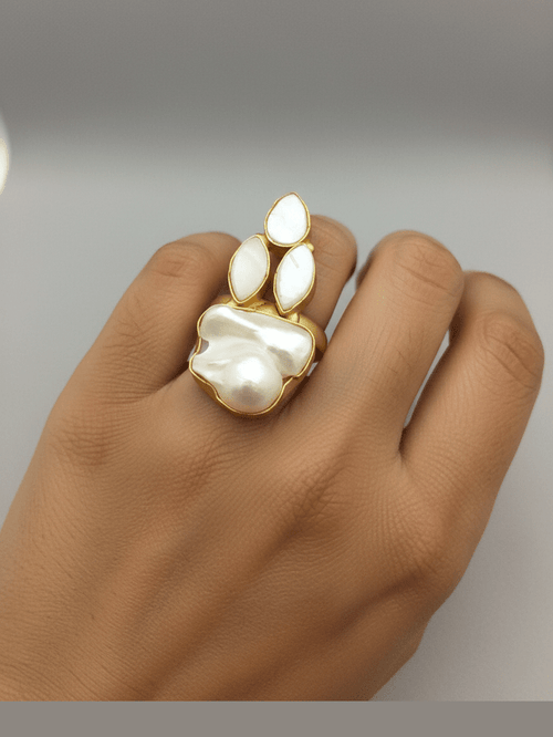 Aganya kreation Real Pearl Maria Ring - Elegant Ethnic & Western Design