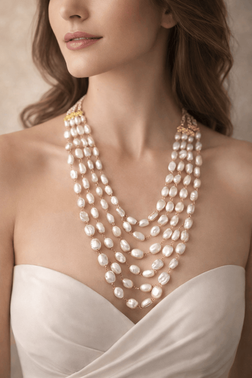 Aganya kreation Real pearl necklace Rohini Real Fresh Water Pearl Mala - Elegant & Handcrafted