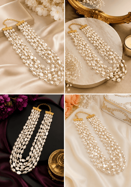 Aganya kreation Real pearl necklace Rohini Real Fresh Water Pearl Mala - Elegant & Handcrafted