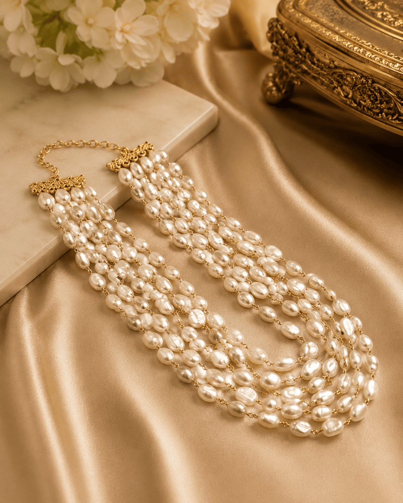 Aganya kreation Real pearl necklace Rohini Real Fresh Water Pearl Mala - Elegant & Handcrafted