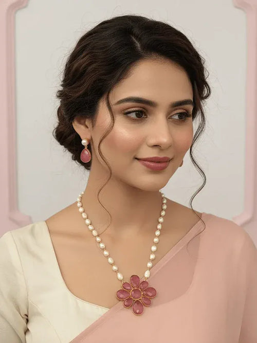 Aganya kreation Real pearl necklace Umika Real Pearl Set - Elegant Gold-Plated Necklace & Earrings Style 2