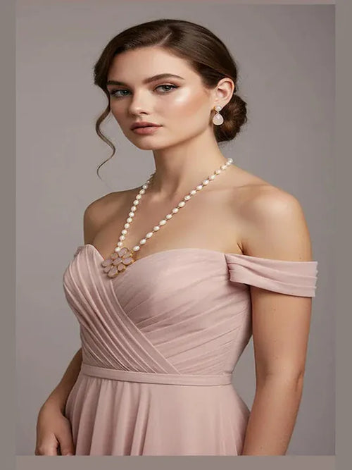 Aganya kreation Real pearl necklace Umika Real Pearl Set - Elegant Gold-Plated Necklace & Earrings Style 3