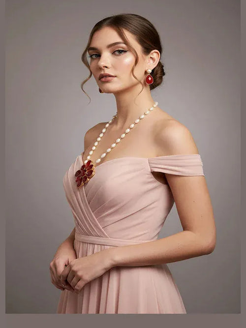 Aganya kreation Real pearl necklace Umika Real Pearl Set - Elegant Gold-Plated Necklace & Earrings Style 4