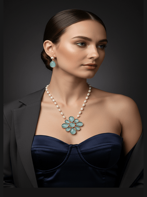 Aganya kreation Real pearl necklace Umika Real Pearl Set - Elegant Gold-Plated Necklace & Earrings Style 5