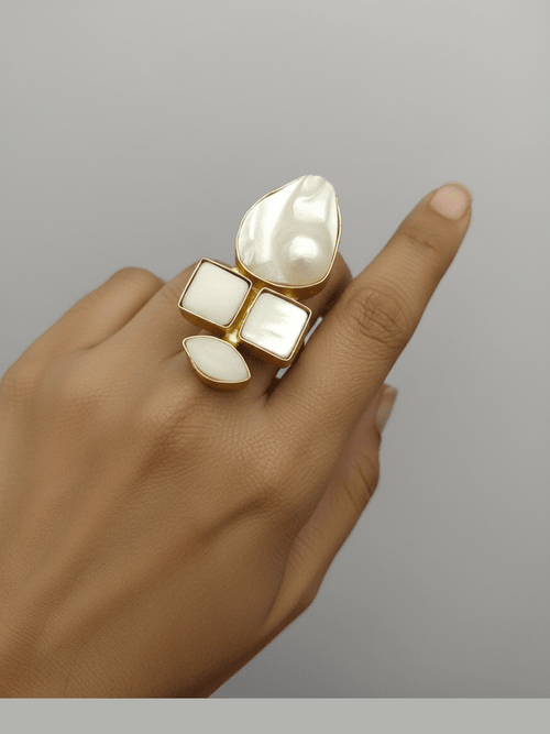 Aganya kreation Real Pearl Nova Ring - Elegant Ethnic & Western Design