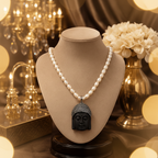 Aganya kreation Real pearl set AAA+ Real Fresh water pearl- Teracotta Budha Handcrafted Necklace With Elegance
