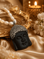 Aganya kreation Real pearl set AAA+ Real Fresh water pearl- Teracotta Budha Handcrafted Necklace With Elegance