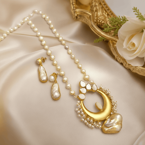 Aganya kreation Real pearl set Ahalya Real Pearl Set - Handcrafted Elegance for Every Occasion