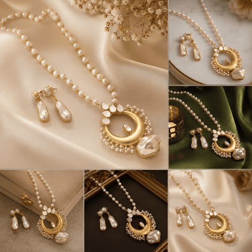 Aganya kreation Real pearl set Ahalya Real Pearl Set - Handcrafted Elegance for Every Occasion
