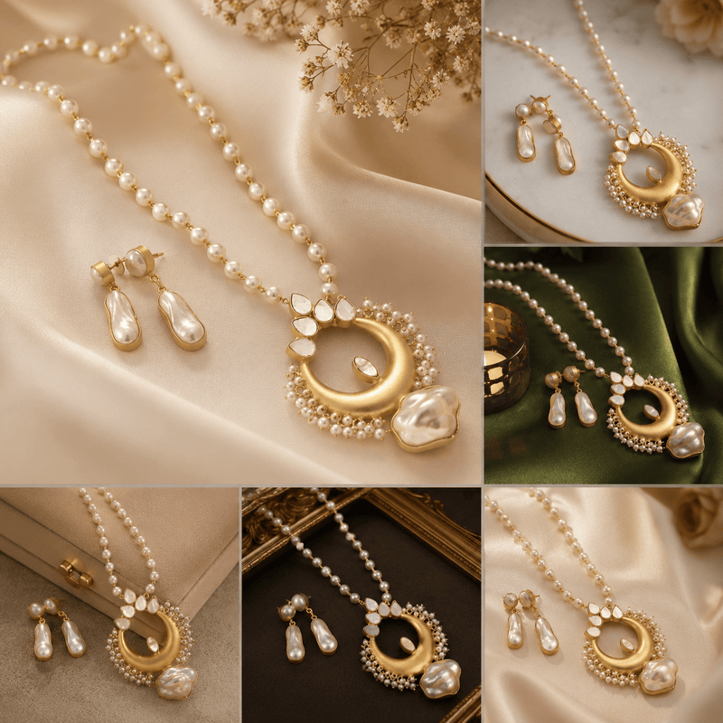 Aganya kreation Real pearl set Ahalya Real Pearl Set - Handcrafted Elegance for Every Occasion