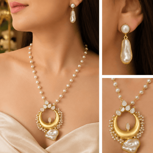 Aganya kreation Real pearl set Ahalya Real Pearl Set - Handcrafted Elegance for Every Occasion
