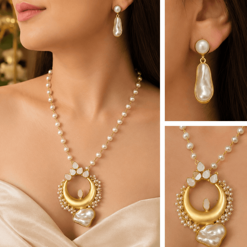 Aganya kreation Real pearl set Ahalya Real Pearl Set - Handcrafted Elegance for Every Occasion